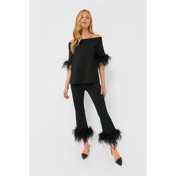TUCKERNUCK Black Feather Miranda Off The Shoulder Blouse Size S NWT - Picture 5 of 8